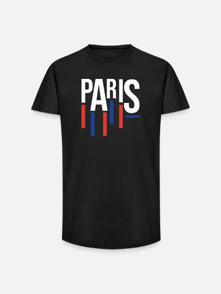Pariser Typografie mit Flaggenakzenten - Long Fit Männer T-Shirt - Schwarz