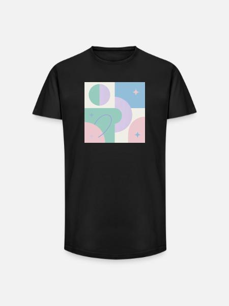 Pastel geometric cosmos design - Long Fit Men's T-Shirt - black