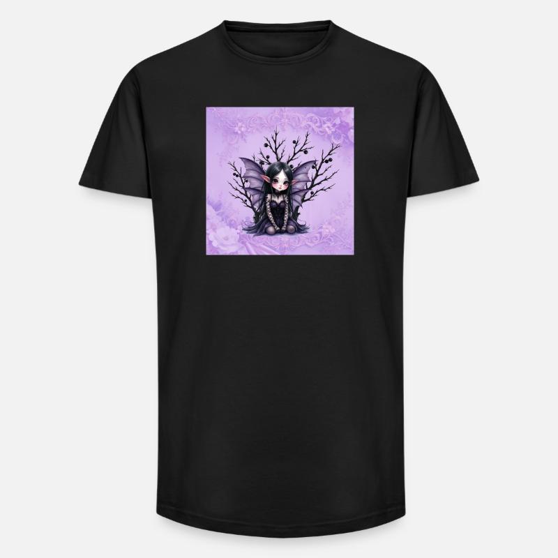 Vampir Fee Mädchen auf dunklem Baum - Long Fit Männer T-Shirt - Schwarz
