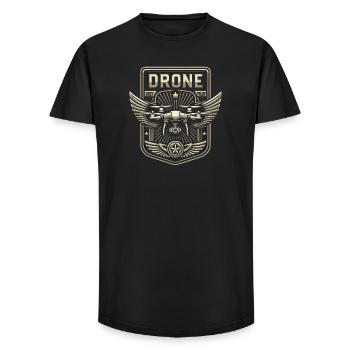 Aviation Drone Pilot Badge Design - Long Fit Men's T-Shirt - black - Front - AI Model Male 185 light (185cm)