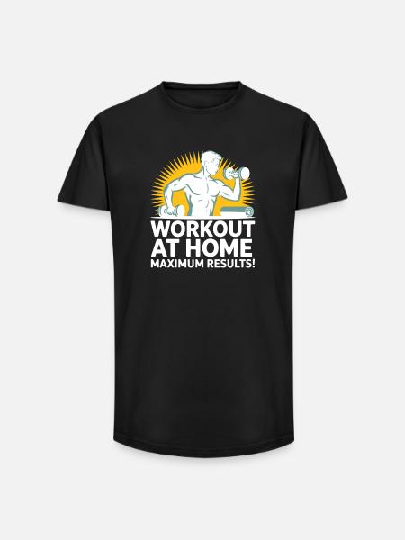 Fitness Motivation Home Workout Design - Long Fit Men's T-Shirt - black