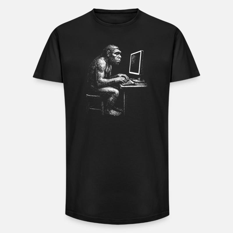 Codeur numérique Homo Erectus cadeau - T-shirt coupe longue homme - noir