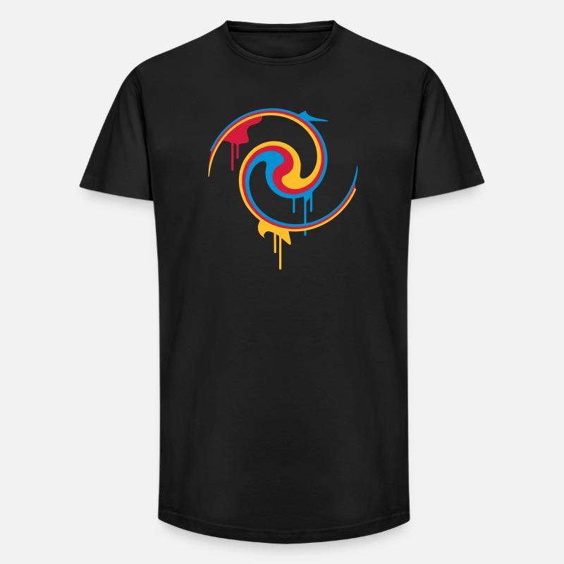 Bunte Farbspirale mit Graffiti-Stil - Long Fit Männer T-Shirt - Schwarz