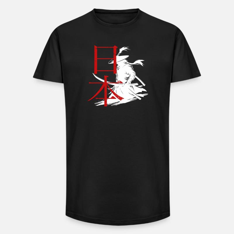 Kampfkunst-Design mit Samurai und Schriftzug - Long Fit Männer T-Shirt - Schwarz