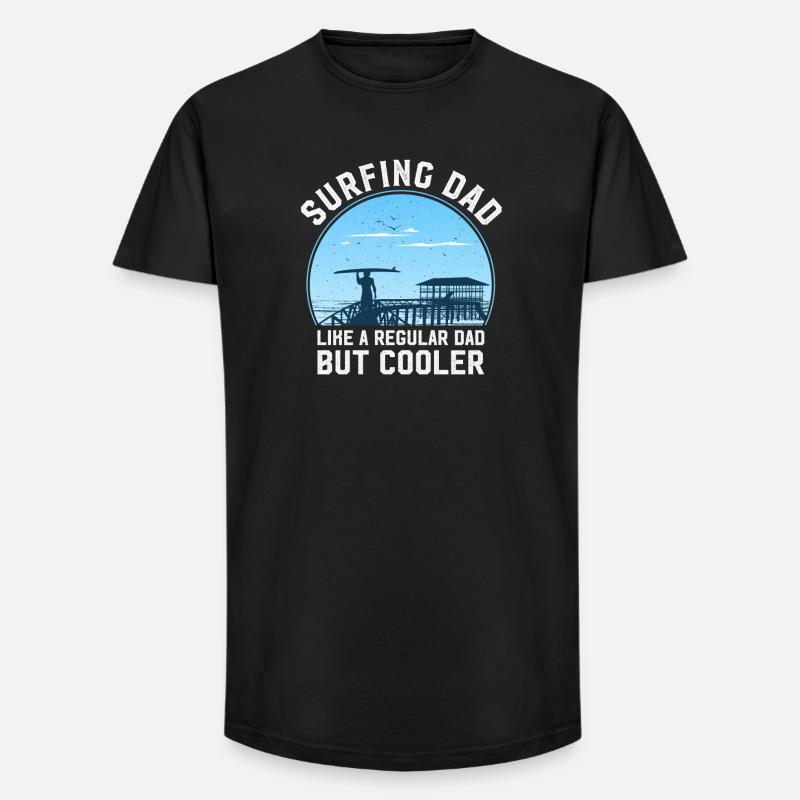 Papa Surfer mit Lebensfreude - Long Fit Männer T-Shirt - Schwarz