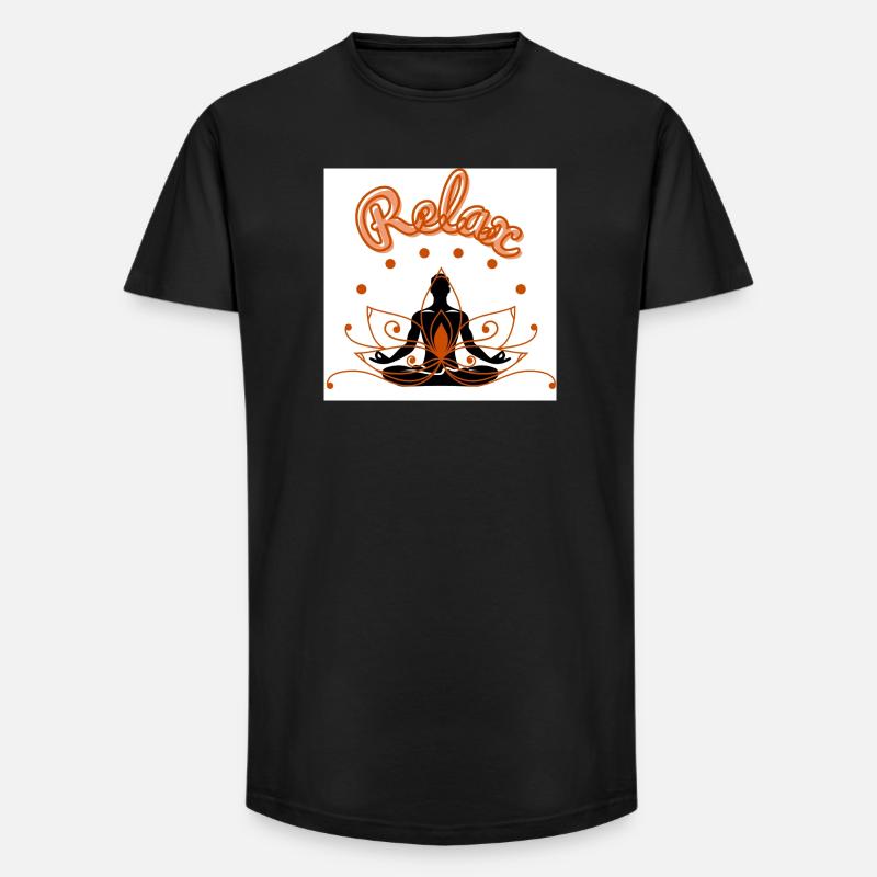Lotus relaxant Conception de pleine conscience - T-shirt coupe longue homme - noir