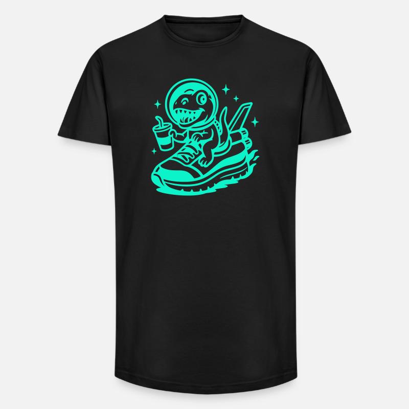Space Fun Saurus Junior - Long Fit Männer T-Shirt - Schwarz