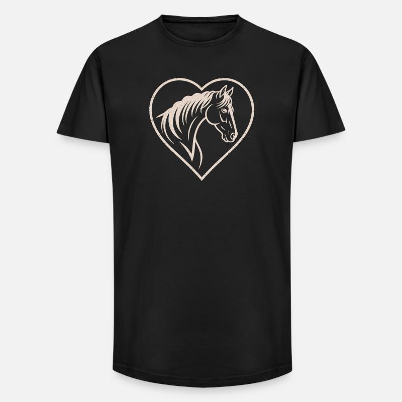 Herz und Pferd Silhouette Design - Long Fit Männer T-Shirt - Schwarz
