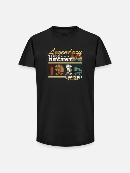August 1935 Birthday Gift - Long Fit Men's T-Shirt - black