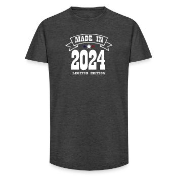Limited Edition Made in 2024 BLUE WHITE RED - Long Fit Men's T-Shirt - charcoal grey - Front - AI Model Male 185 light (185cm)