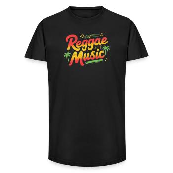 Son et vibrations reggae - T-shirt coupe longue homme - noir - Devant - AI Model Male 185 light (185cm)