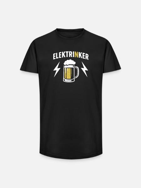 Elektrinker Bier & Blitz Geschenk Elektriker - Long Fit Männer T-Shirt - Schwarz