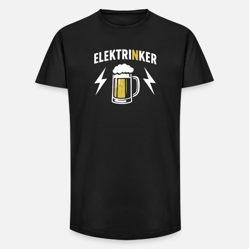 Elektrinker Bier & Blitz Geschenk Elektriker - Long Fit Männer T-Shirt - Schwarz
