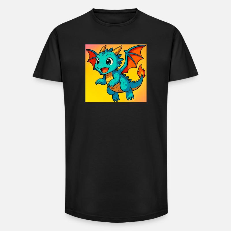 Drache - Long Fit Männer T-Shirt - Schwarz