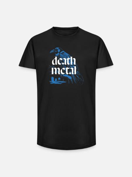 Death Metal Raven Illustration - Long Fit Men's T-Shirt - black