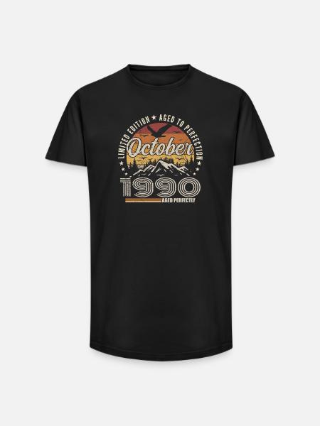 October 1990 Birthday Gift - October 1990 - Long Fit Men's T-Shirt - black