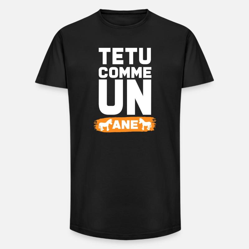 TEXT WIE EIN ESEL - Long Fit Männer T-Shirt - Schwarz