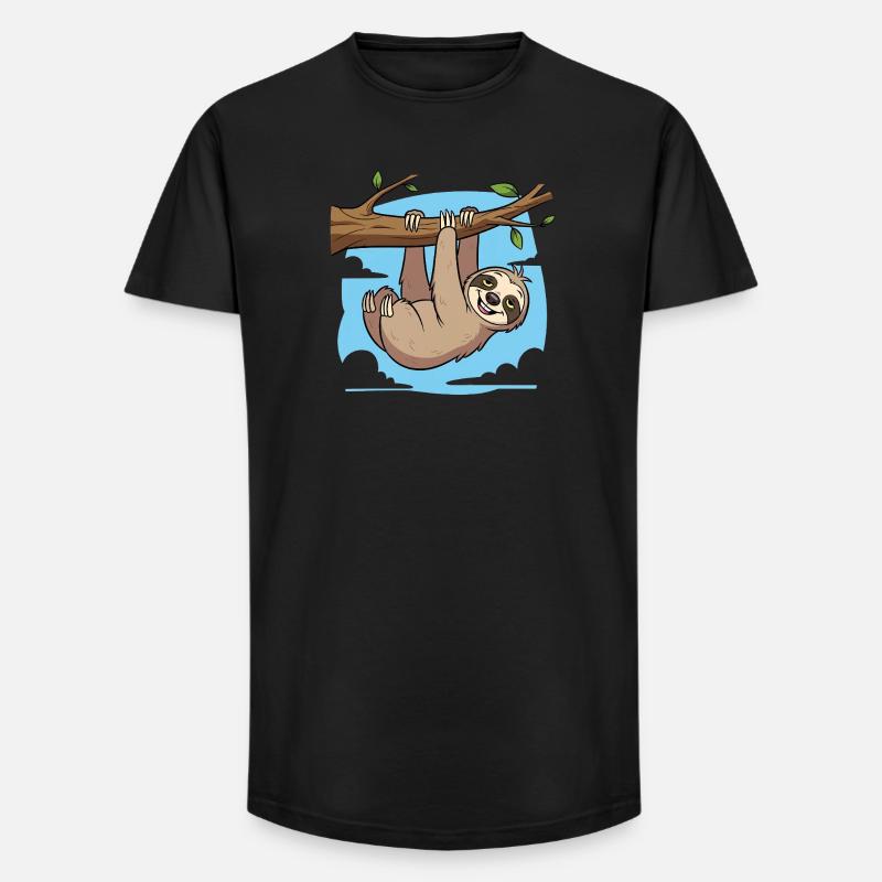 Faultier - Long Fit Männer T-Shirt - Schwarz