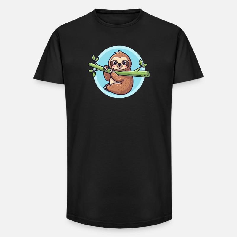 Faultier - Long Fit Männer T-Shirt - Schwarz
