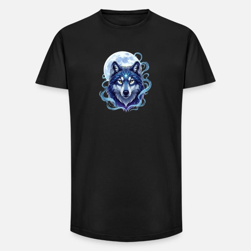 Wolf - Long Fit Men's T-Shirt - black