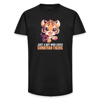 Sumatra-Tiger - Long Fit Männer T-Shirt - Schwarz - Vorne - AI Model Male 185 light (185cm)