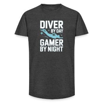 Diving diving board - Long Fit Men's T-Shirt - charcoal grey - Front - AI Model Male 185 light (185cm)