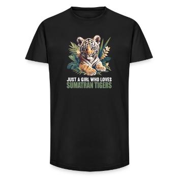Sumatra-Tiger - Long Fit Männer T-Shirt - Schwarz - Vorne - AI Model Male 185 light (185cm)