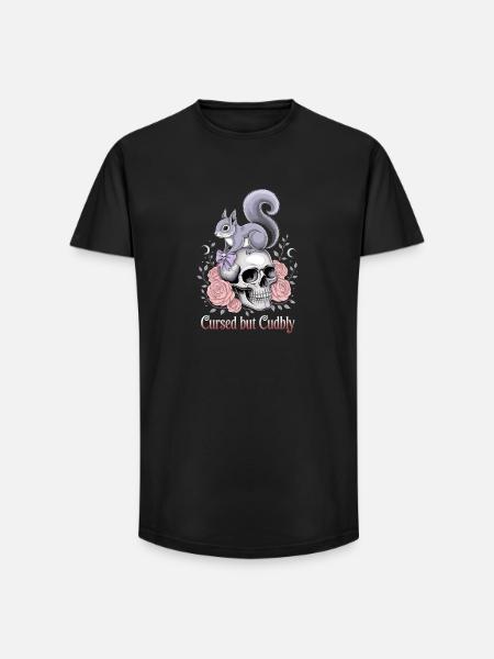 Cursed But Cudbly Gothic Squirrel Skull - Long Fit Men's T-Shirt - black