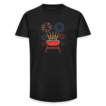 Pitmaster BBQ Skewers Independence Day 4th of - Long Fit Men's T-Shirt - black - Front - AI Model Male 185 light (185cm)