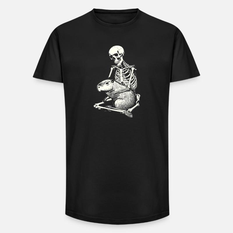 Skelett umarmt Capybara - Long Fit Männer T-Shirt - Schwarz