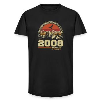 2008 Vintage Retro Birthday Gift - Long Fit Men's T-Shirt - black - Front - AI Model Male 185 light (185cm)