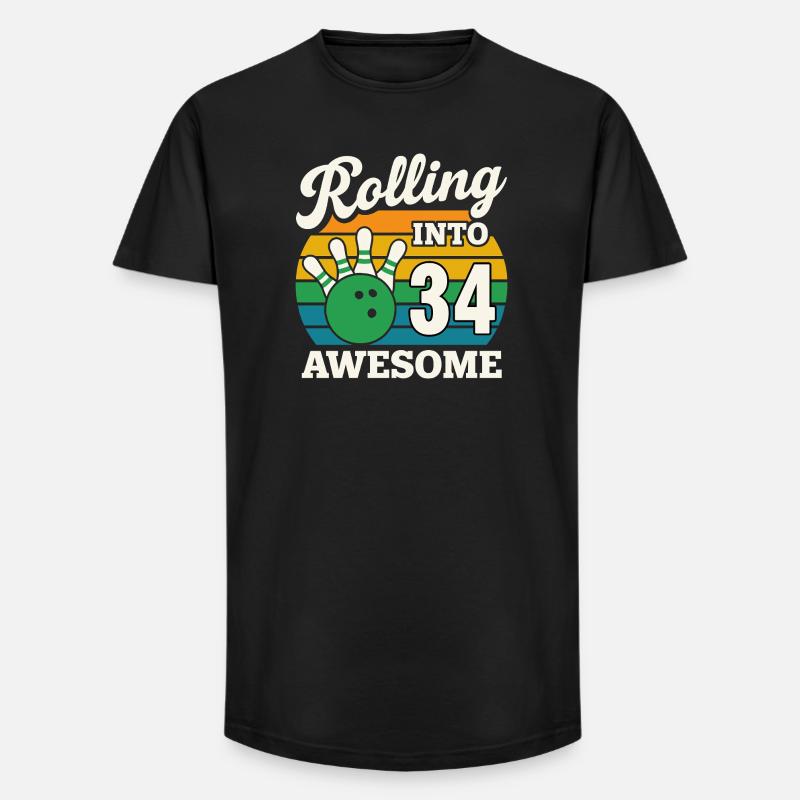 Bowling 34e anniversaire célébration graphique - T-shirt coupe longue homme - noir