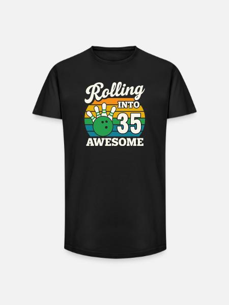 Retro Bowling 35th Birthday Design - Long Fit Men's T-Shirt - black