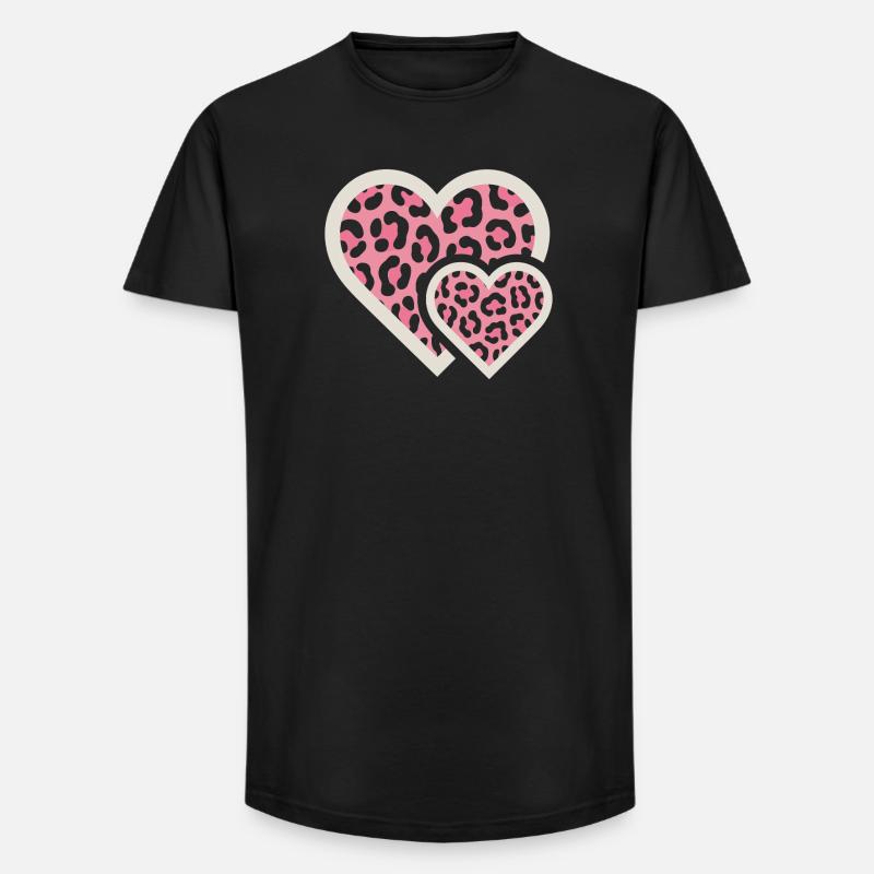 Leopardendesign mit pinkem Muster - Long Fit Männer T-Shirt - Schwarz