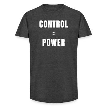 Control Equals Power Success Discipline Mindset - Long Fit Men's T-Shirt - charcoal grey - Front - AI Model Male 185 light (185cm)