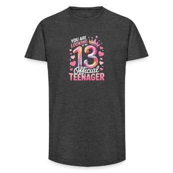 13th birthday teenager gift - Long Fit Men's T-Shirt - charcoal grey - Front - AI Model Male 185 light (185cm)