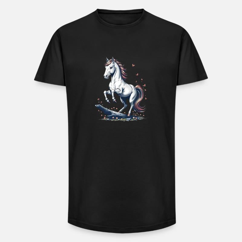Majestätisches Schimmel-Pferd - Long Fit Männer T-Shirt - Schwarz