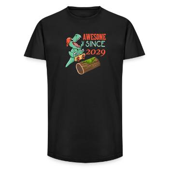 Dino Skater Geburtstag 2029 - Long Fit Männer T-Shirt - Schwarz - Vorne - AI Model Male 185 light (185cm)