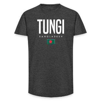 Tungi Bangladesh - Long Fit Men's T-Shirt - charcoal grey - Front - AI Model Male 185 light (185cm)