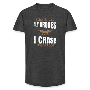 I dont just fly drones I crash them too - Long Fit Männer T-Shirt - Anthrazit - Vorne - AI Model Male 185 light (185cm)
