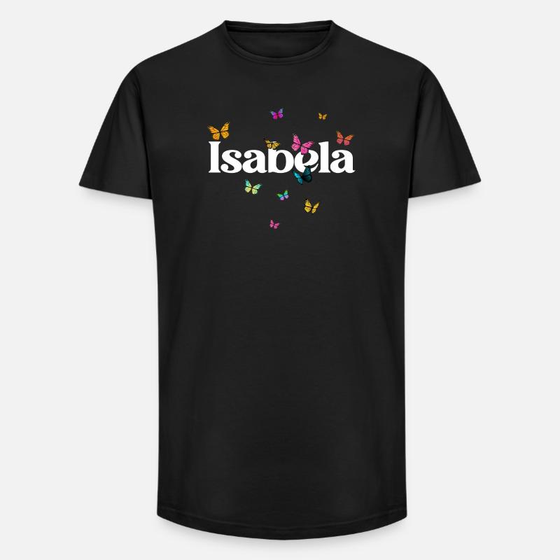 Schöner Mädchenname mit Schmetterlingen ISABELA - Long Fit Männer T-Shirt - Schwarz