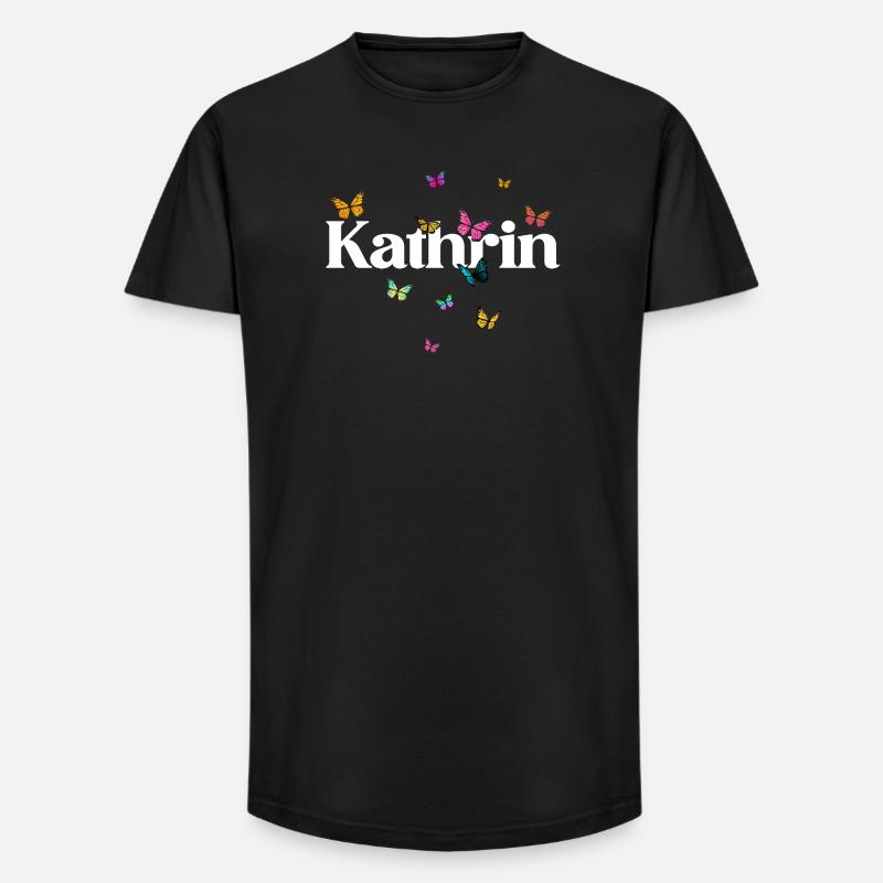 Schöner Mädchenname mit Schmetterlingen KATHRIN - Long Fit Männer T-Shirt - Schwarz