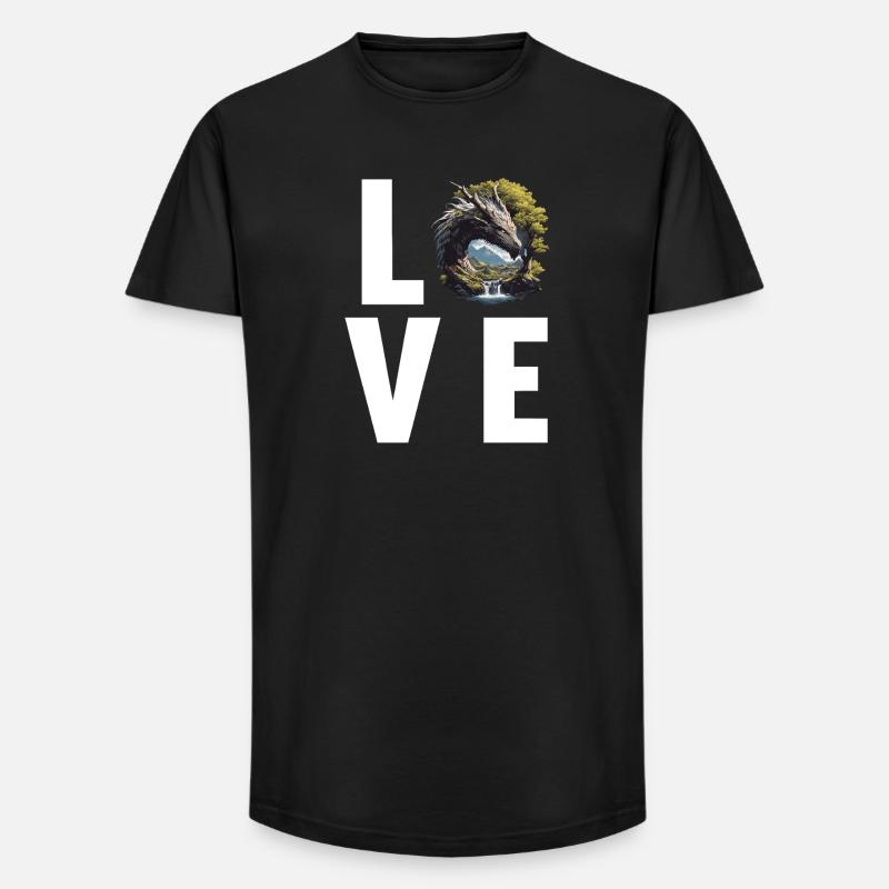 Drachen Drache - Long Fit Männer T-Shirt - Schwarz
