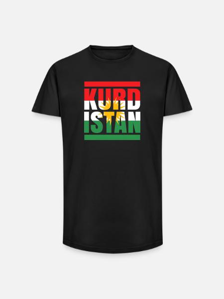 Kurdistan Flagge mit Sonnenmotif - Long Fit Männer T-Shirt - Schwarz