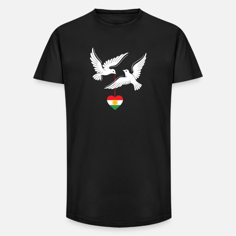 Kurdes du Kurdistan avec drapeau kurde - T-shirt coupe longue homme - noir