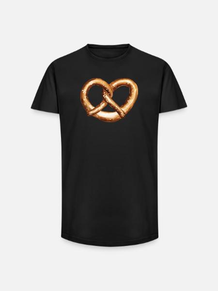 Herzförmige Brezel - Long Fit Männer T-Shirt - Schwarz