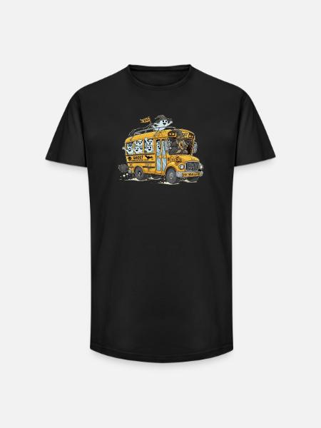 Haunted Ghost Bus Halloween Design - Long Fit Men's T-Shirt - black