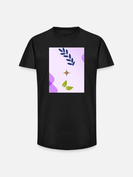 Minimalist Nature-inspired Leaf Design - Long Fit Men's T-Shirt - black