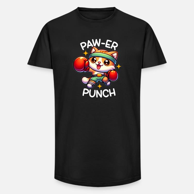 Boxerkatze - Long Fit Männer T-Shirt - Schwarz