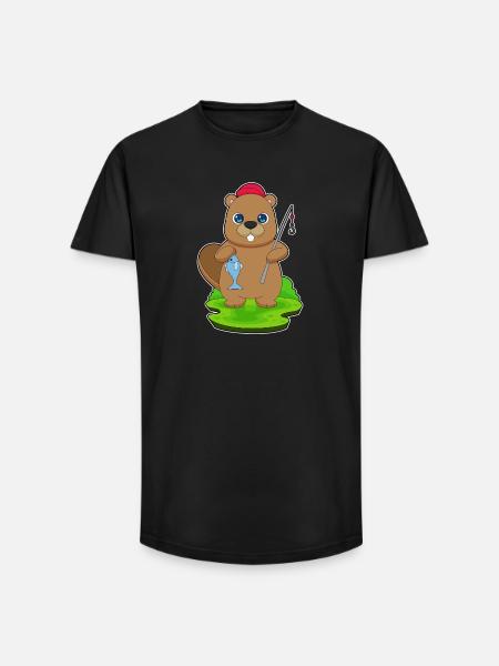Pêche au castor - T-shirt coupe longue homme - noir